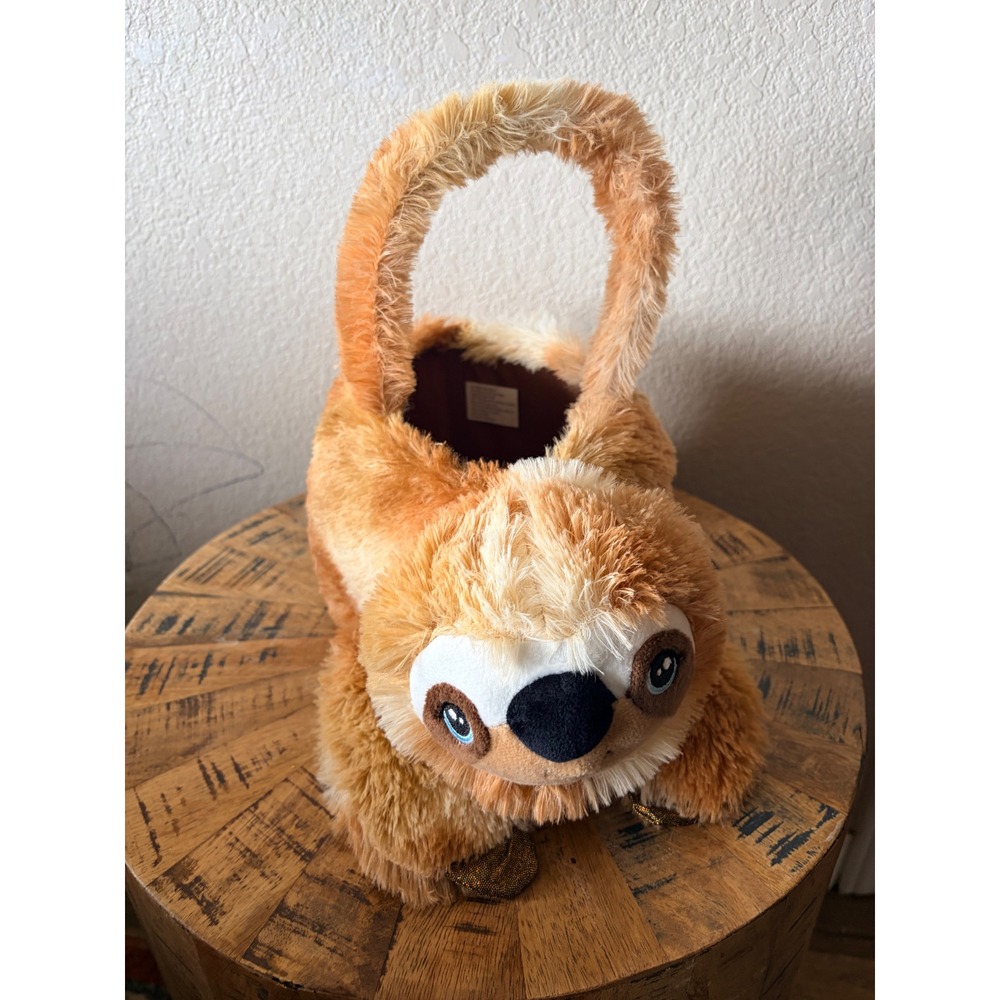 Toms Toy Plush Sloth Easter Basket Halloween Trick or Treat Pail Brown‎ Tan